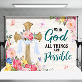 Aperturee - Aperturee Floral With God All Things Possible Easter Backdrop